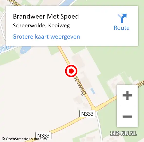 Locatie op kaart van de 112 melding: Brandweer Met Spoed Naar Scheerwolde, Kooiweg op 14 september 2019 19:04