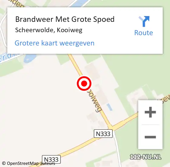 Locatie op kaart van de 112 melding: Brandweer Met Grote Spoed Naar Scheerwolde, Kooiweg op 14 september 2019 19:07