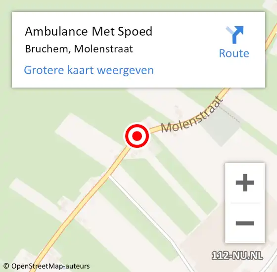 Locatie op kaart van de 112 melding: Ambulance Met Spoed Naar Bruchem, Molenstraat op 14 september 2019 19:26