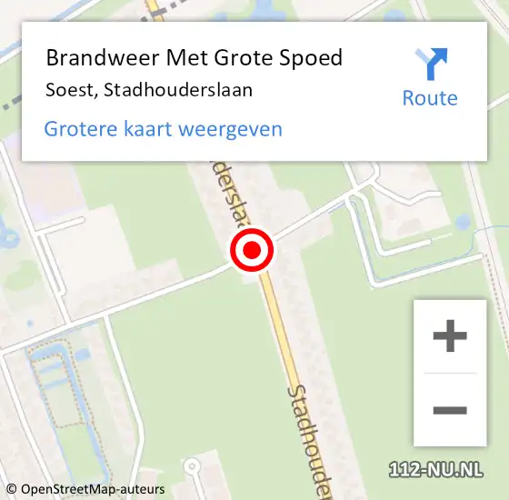 Locatie op kaart van de 112 melding: Brandweer Met Grote Spoed Naar Soest, Stadhouderslaan op 14 september 2019 19:43