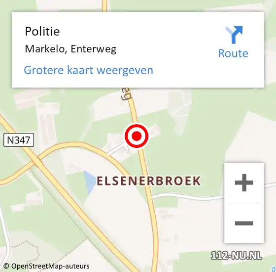 Locatie op kaart van de 112 melding: Politie Markelo, Enterweg op 14 september 2019 19:49