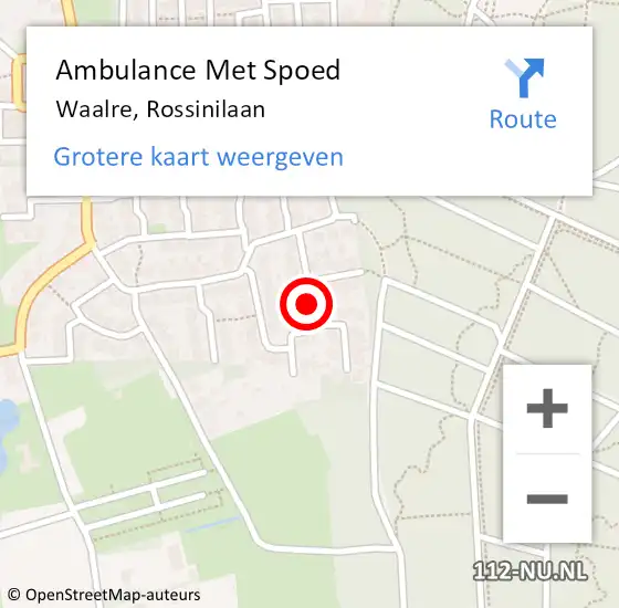 Locatie op kaart van de 112 melding: Ambulance Met Spoed Naar Waalre, Rossinilaan op 14 september 2019 19:59