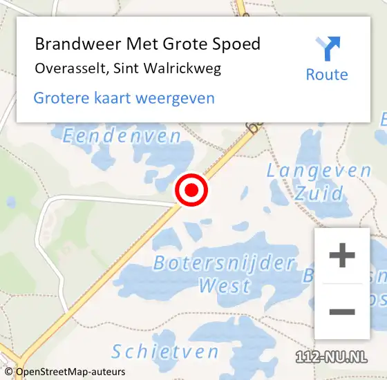 Locatie op kaart van de 112 melding: Brandweer Met Grote Spoed Naar Overasselt, Sint Walrickweg op 14 september 2019 20:02