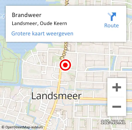 Locatie op kaart van de 112 melding: Brandweer Landsmeer, Oude Keern op 14 september 2019 20:29