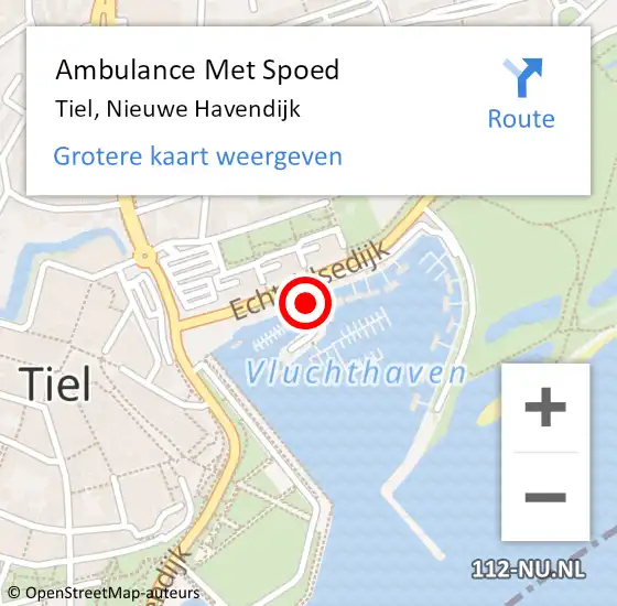 Locatie op kaart van de 112 melding: Ambulance Met Spoed Naar Tiel, Nieuwe Havendijk op 14 september 2019 21:16