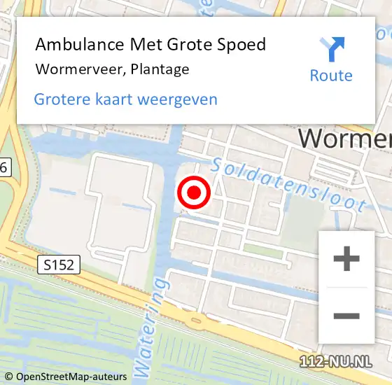 Locatie op kaart van de 112 melding: Ambulance Met Grote Spoed Naar Wormerveer, Plantage op 14 september 2019 21:32