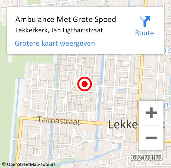Locatie op kaart van de 112 melding: Ambulance Met Grote Spoed Naar Lekkerkerk, Jan Ligthartstraat op 14 september 2019 21:40