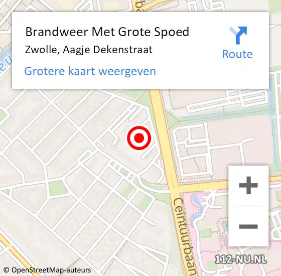 Locatie op kaart van de 112 melding: Brandweer Met Grote Spoed Naar Zwolle, Aagje Dekenstraat op 14 september 2019 22:04