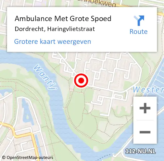 Locatie op kaart van de 112 melding: Ambulance Met Grote Spoed Naar Dordrecht, Haringvlietstraat op 14 september 2019 22:42