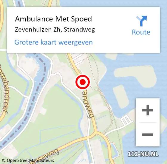 Locatie op kaart van de 112 melding: Ambulance Met Spoed Naar Zevenhuizen Zh, Strandweg op 14 september 2019 23:07