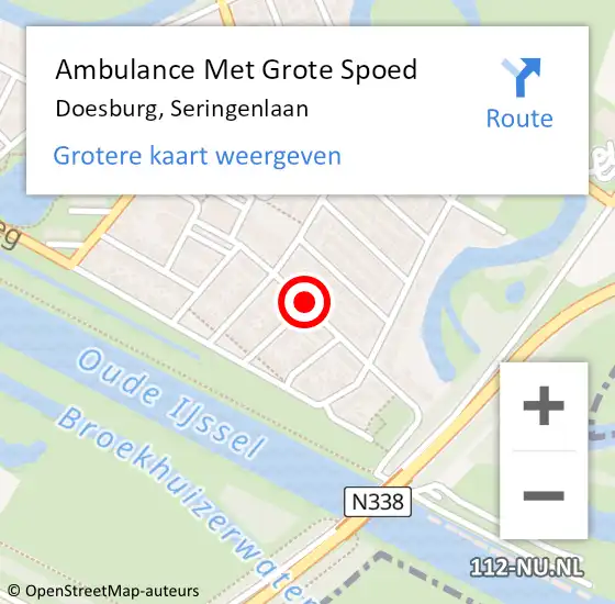 Locatie op kaart van de 112 melding: Ambulance Met Grote Spoed Naar Doesburg, Seringenlaan op 14 september 2019 23:08