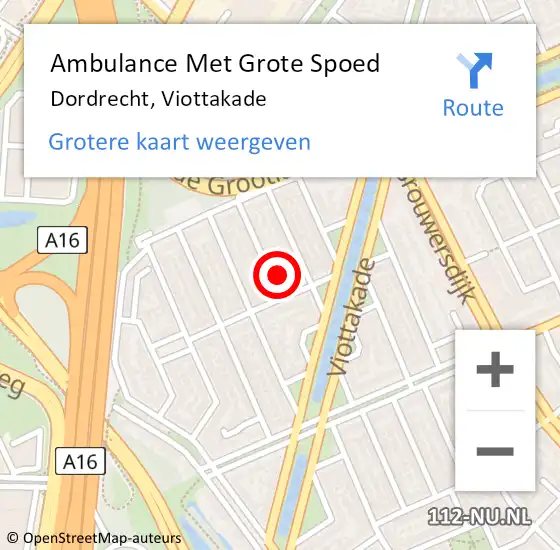 Locatie op kaart van de 112 melding: Ambulance Met Grote Spoed Naar Dordrecht, Viottakade op 14 september 2019 23:56