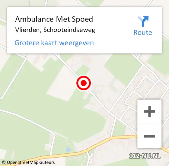 Locatie op kaart van de 112 melding: Ambulance Met Spoed Naar Vlierden, Schooteindseweg op 15 september 2019 00:33