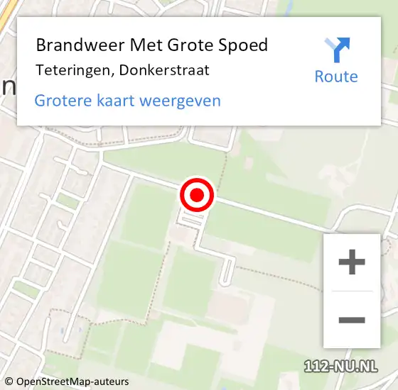 Locatie op kaart van de 112 melding: Brandweer Met Grote Spoed Naar Teteringen, Donkerstraat op 15 september 2019 01:11