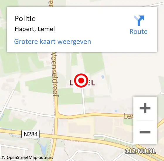 Locatie op kaart van de 112 melding: Politie Hapert, Lemel op 15 september 2019 01:15