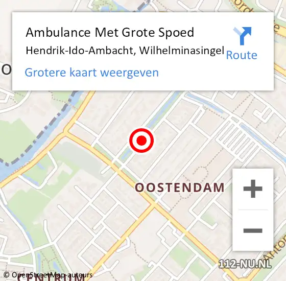 Locatie op kaart van de 112 melding: Ambulance Met Grote Spoed Naar Hendrik-Ido-Ambacht, Wilhelminasingel op 15 september 2019 01:26