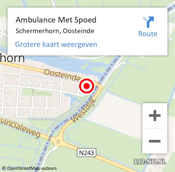 Locatie op kaart van de 112 melding: Ambulance Met Spoed Naar Schermerhorn, Oosteinde op 13 april 2014 21:11