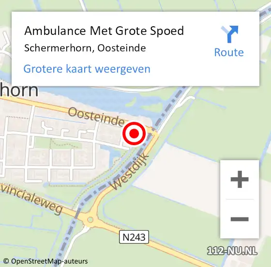 Locatie op kaart van de 112 melding: Ambulance Met Grote Spoed Naar Schermerhorn, Oosteinde op 13 april 2014 21:15