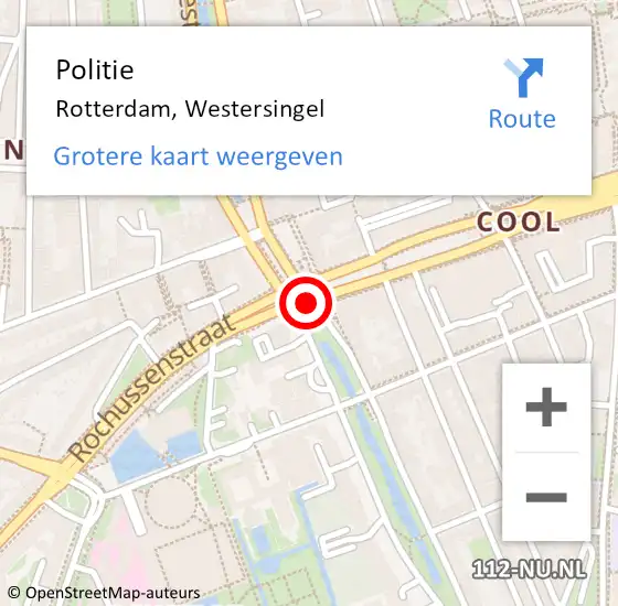 Locatie op kaart van de 112 melding: Politie Rotterdam, Westersingel op 15 september 2019 02:40