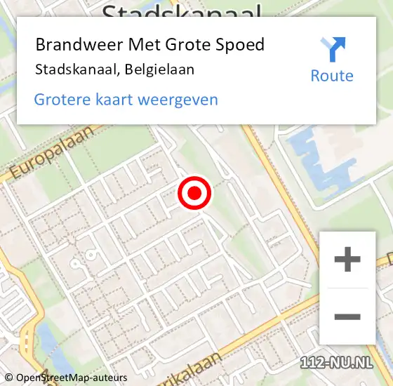 Locatie op kaart van de 112 melding: Brandweer Met Grote Spoed Naar Stadskanaal, Belgielaan op 15 september 2019 03:59