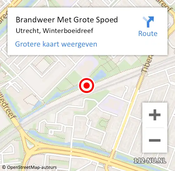 Locatie op kaart van de 112 melding: Brandweer Met Grote Spoed Naar Utrecht, Winterboeidreef op 15 september 2019 04:06