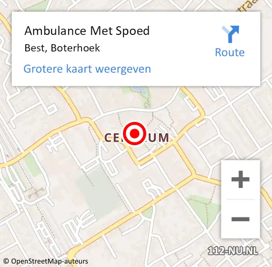 Locatie op kaart van de 112 melding: Ambulance Met Spoed Naar Best, Boterhoek op 15 september 2019 05:06