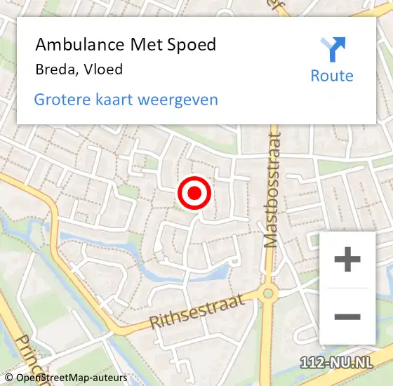 Locatie op kaart van de 112 melding: Ambulance Met Spoed Naar Breda, Vloed op 15 september 2019 05:15