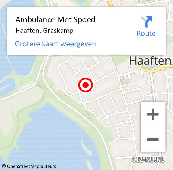 Locatie op kaart van de 112 melding: Ambulance Met Spoed Naar Haaften, Graskamp op 15 september 2019 05:57