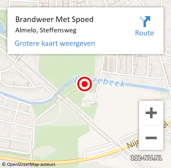 Locatie op kaart van de 112 melding: Brandweer Met Spoed Naar Almelo, Steffensweg op 15 september 2019 07:25