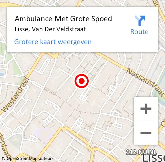Locatie op kaart van de 112 melding: Ambulance Met Grote Spoed Naar Lisse, Van Der Veldstraat op 15 september 2019 07:32
