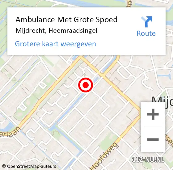 Locatie op kaart van de 112 melding: Ambulance Met Grote Spoed Naar Mijdrecht, Heemraadsingel op 15 september 2019 08:23