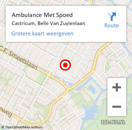 Locatie op kaart van de 112 melding: Ambulance Met Spoed Naar Castricum, Belle Van Zuylenlaan op 15 september 2019 08:31