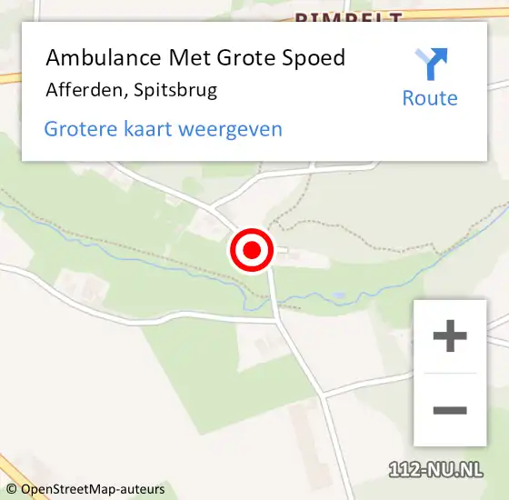 Locatie op kaart van de 112 melding: Ambulance Met Grote Spoed Naar Afferden, Spitsbrug op 15 september 2019 08:35