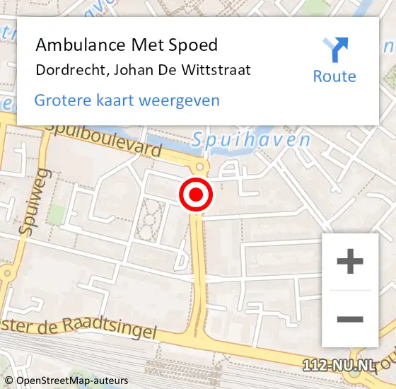 Locatie op kaart van de 112 melding: Ambulance Met Spoed Naar Dordrecht, Johan De Wittstraat op 15 september 2019 08:55