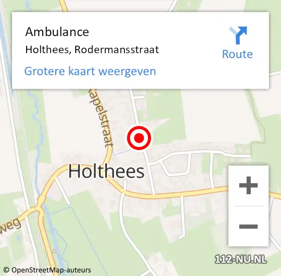 Locatie op kaart van de 112 melding: Ambulance Holthees, Rodermansstraat op 15 september 2019 08:58