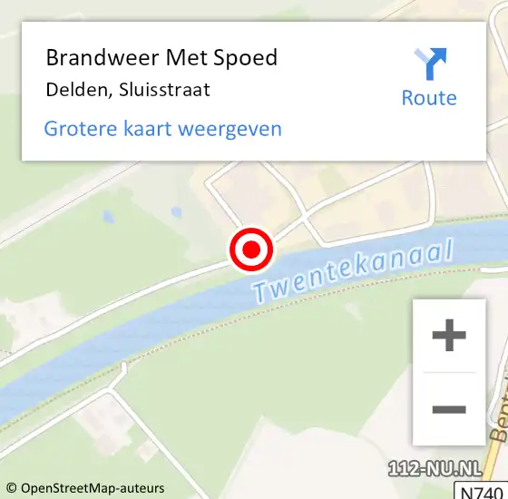 Locatie op kaart van de 112 melding: Brandweer Met Spoed Naar Delden, Sluisstraat op 15 september 2019 09:42
