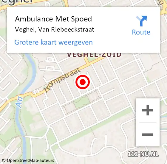 Locatie op kaart van de 112 melding: Ambulance Met Spoed Naar Veghel, Van Riebeeckstraat op 15 september 2019 09:51