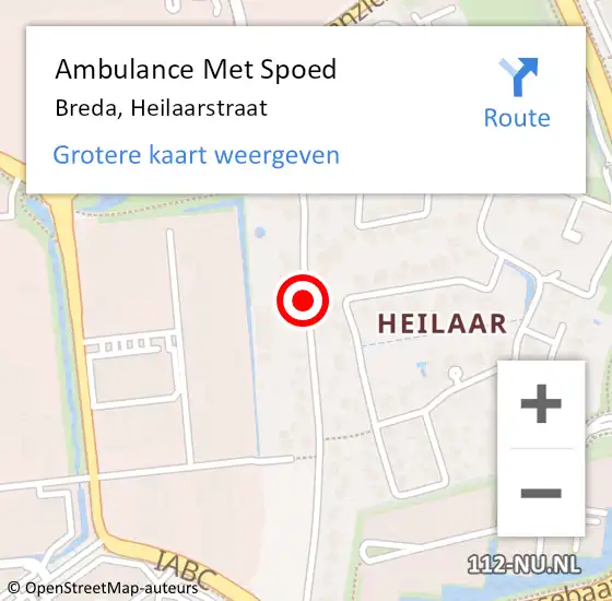 Locatie op kaart van de 112 melding: Ambulance Met Spoed Naar Breda, Heilaarstraat op 15 september 2019 09:54