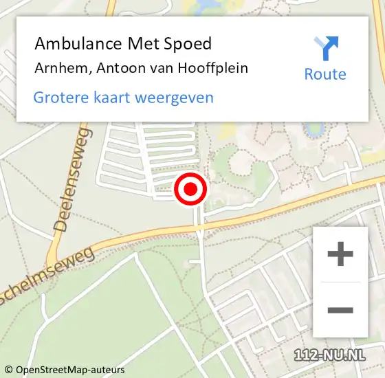 Locatie op kaart van de 112 melding: Ambulance Met Spoed Naar Arnhem, Antoon van Hooffplein op 15 september 2019 10:18