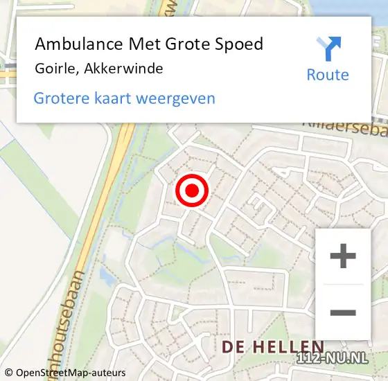 Locatie op kaart van de 112 melding: Ambulance Met Grote Spoed Naar Goirle, Akkerwinde op 15 september 2019 10:20