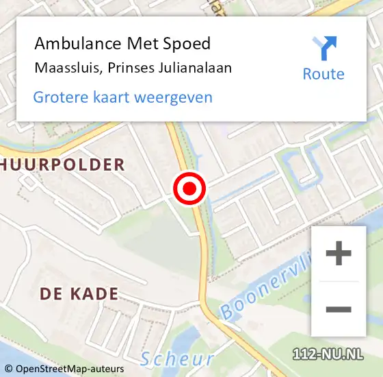 Locatie op kaart van de 112 melding: Ambulance Met Spoed Naar Maassluis, Prinses Julianalaan op 15 september 2019 10:46