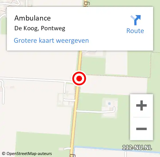 Locatie op kaart van de 112 melding: Ambulance De Koog, Pontweg op 15 september 2019 11:19