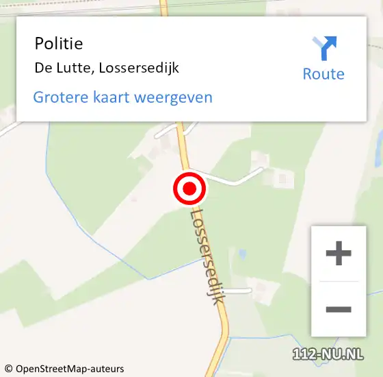 Locatie op kaart van de 112 melding: Politie De Lutte, Lossersedijk op 15 september 2019 11:32