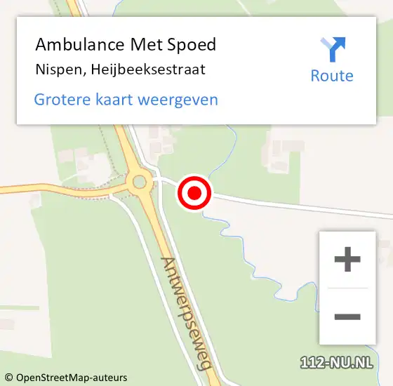 Locatie op kaart van de 112 melding: Ambulance Met Spoed Naar Nispen, Heijbeeksestraat op 15 september 2019 12:25