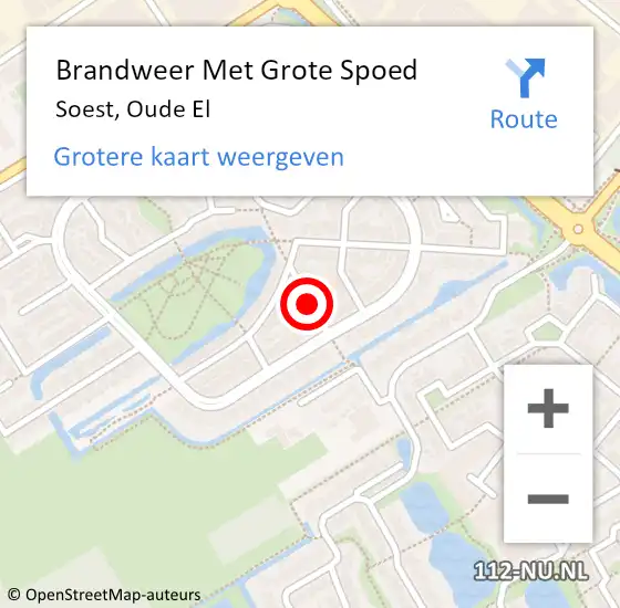 Locatie op kaart van de 112 melding: Brandweer Met Grote Spoed Naar Soest, Oude El op 15 september 2019 12:25