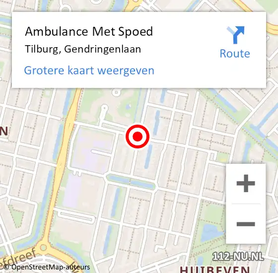 Locatie op kaart van de 112 melding: Ambulance Met Spoed Naar Tilburg, Gendringenlaan op 15 september 2019 12:27