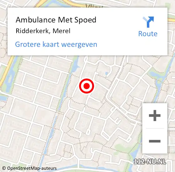Locatie op kaart van de 112 melding: Ambulance Met Spoed Naar Ridderkerk, Merel op 15 september 2019 13:02
