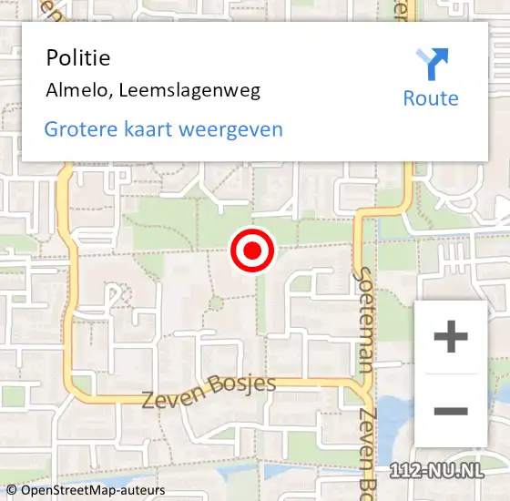 Locatie op kaart van de 112 melding: Politie Almelo, Leemslagenweg op 15 september 2019 13:06