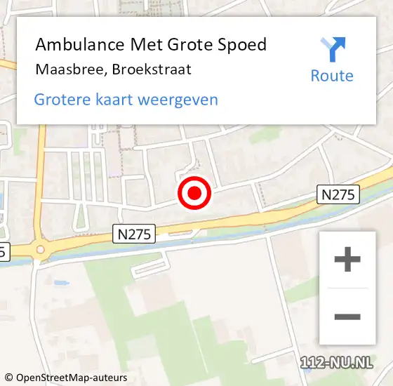 Locatie op kaart van de 112 melding: Ambulance Met Grote Spoed Naar Maasbree, Broekstraat op 15 september 2019 13:07