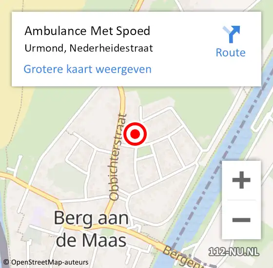 Locatie op kaart van de 112 melding: Ambulance Met Spoed Naar Urmond, Nederheidestraat op 13 april 2014 22:22